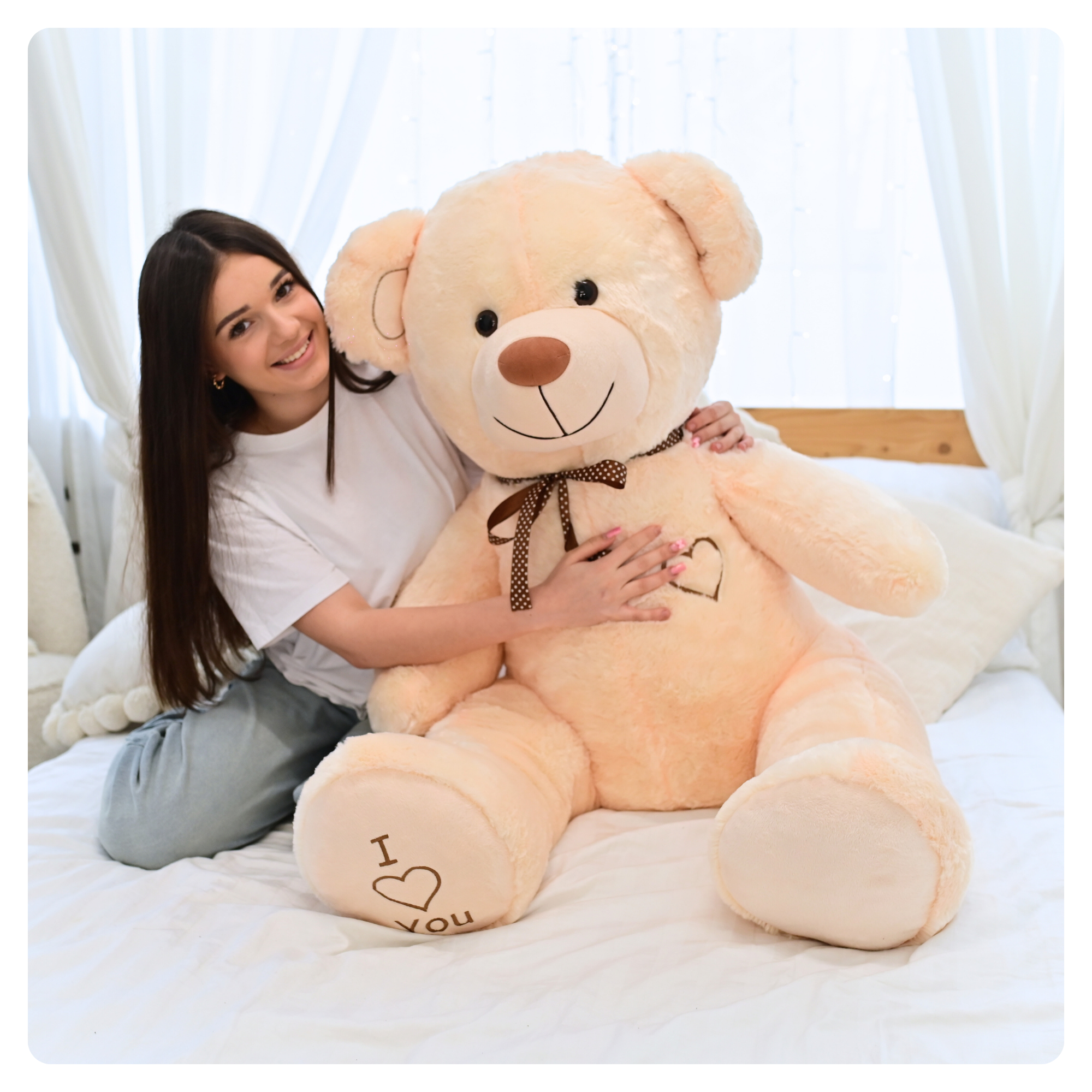 DUŻY MIŚ PLUSZOWY 160cm. - Beżowy