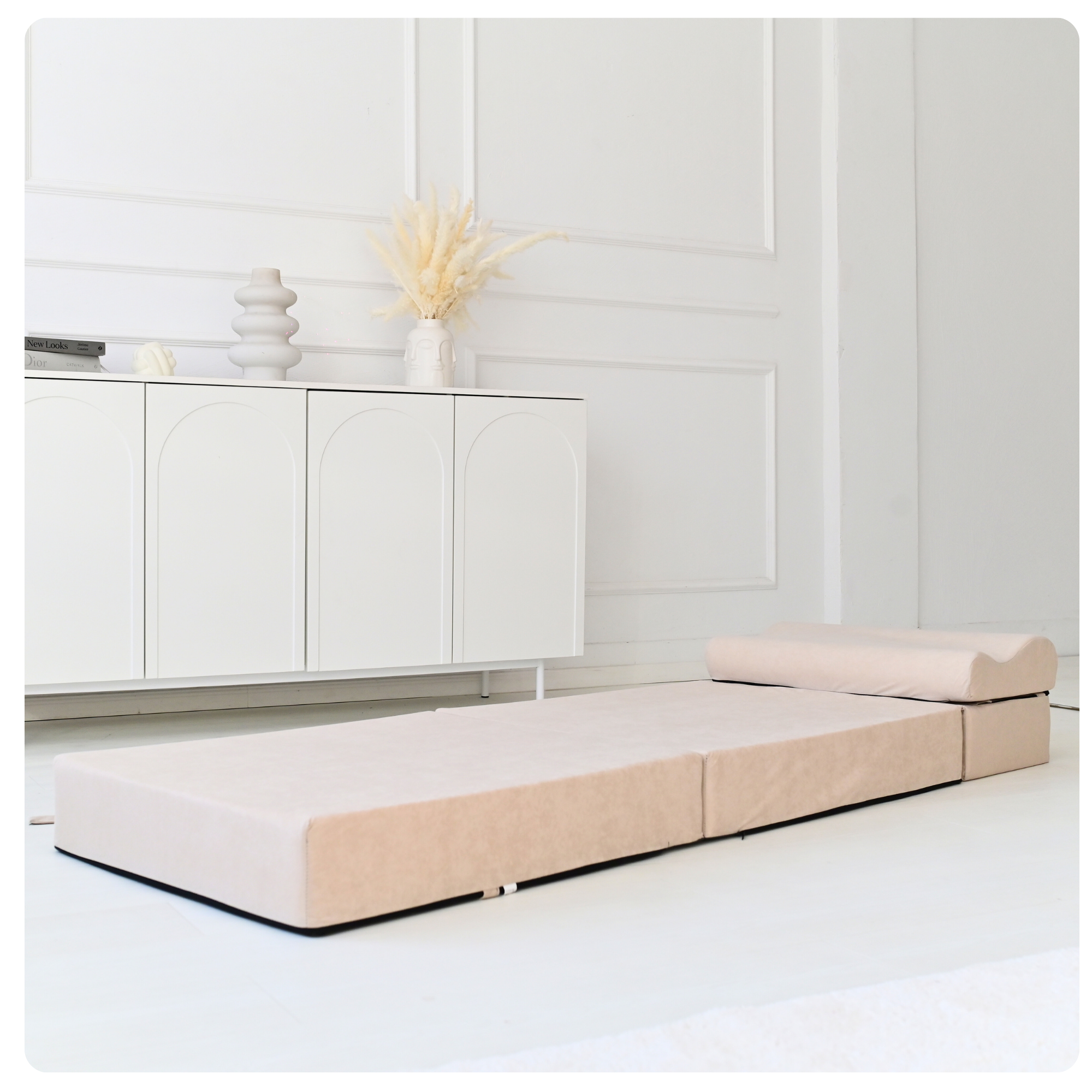 MATERAC TURYSTYCZNY SKŁADANY FOTEL 200x70x15cm - 2 w 1 BEŻOWY