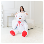 DUŻY MIŚ PLUSZOWY 160cm. - BIAŁO - CZERWONY