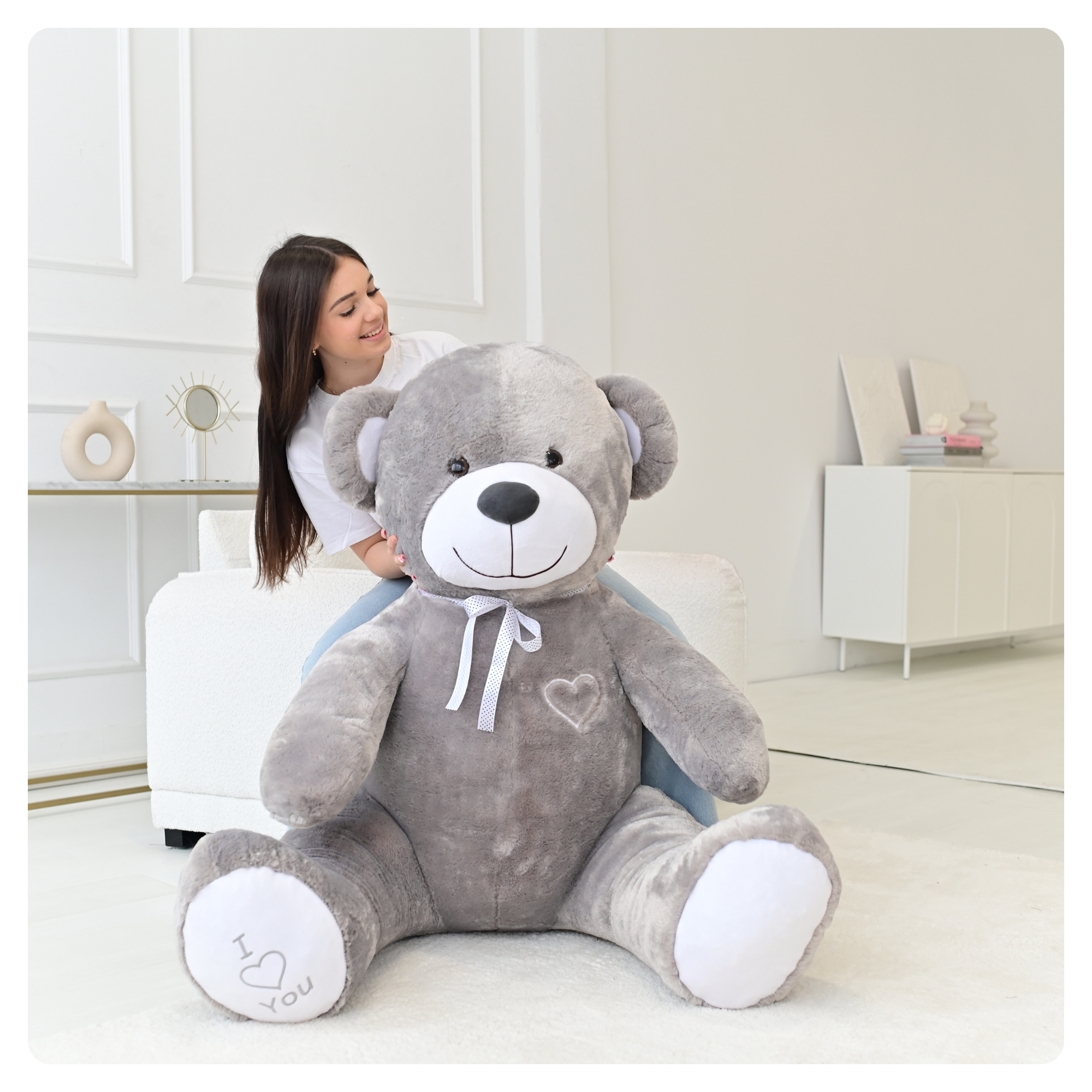 DUŻY MIŚ PLUSZOWY MASKOTKA GIGANT 190 cm SZARY