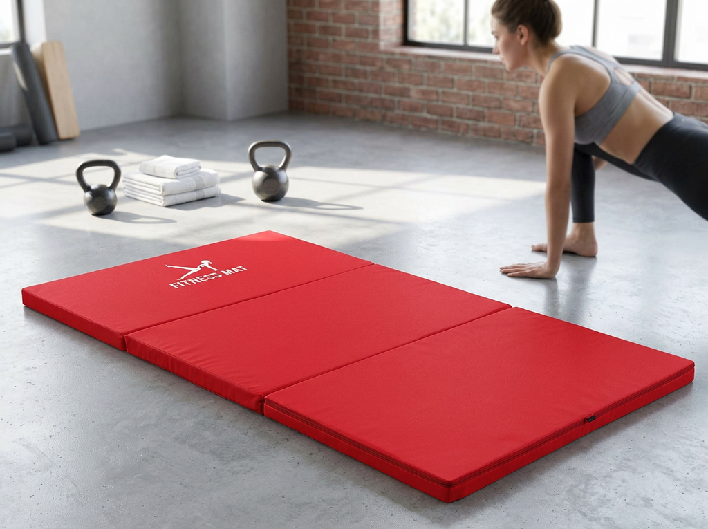 MATERAC GIMNASTYCZNY FITNESS TURYSTYCZNY 200x120x5 - CZERWONY