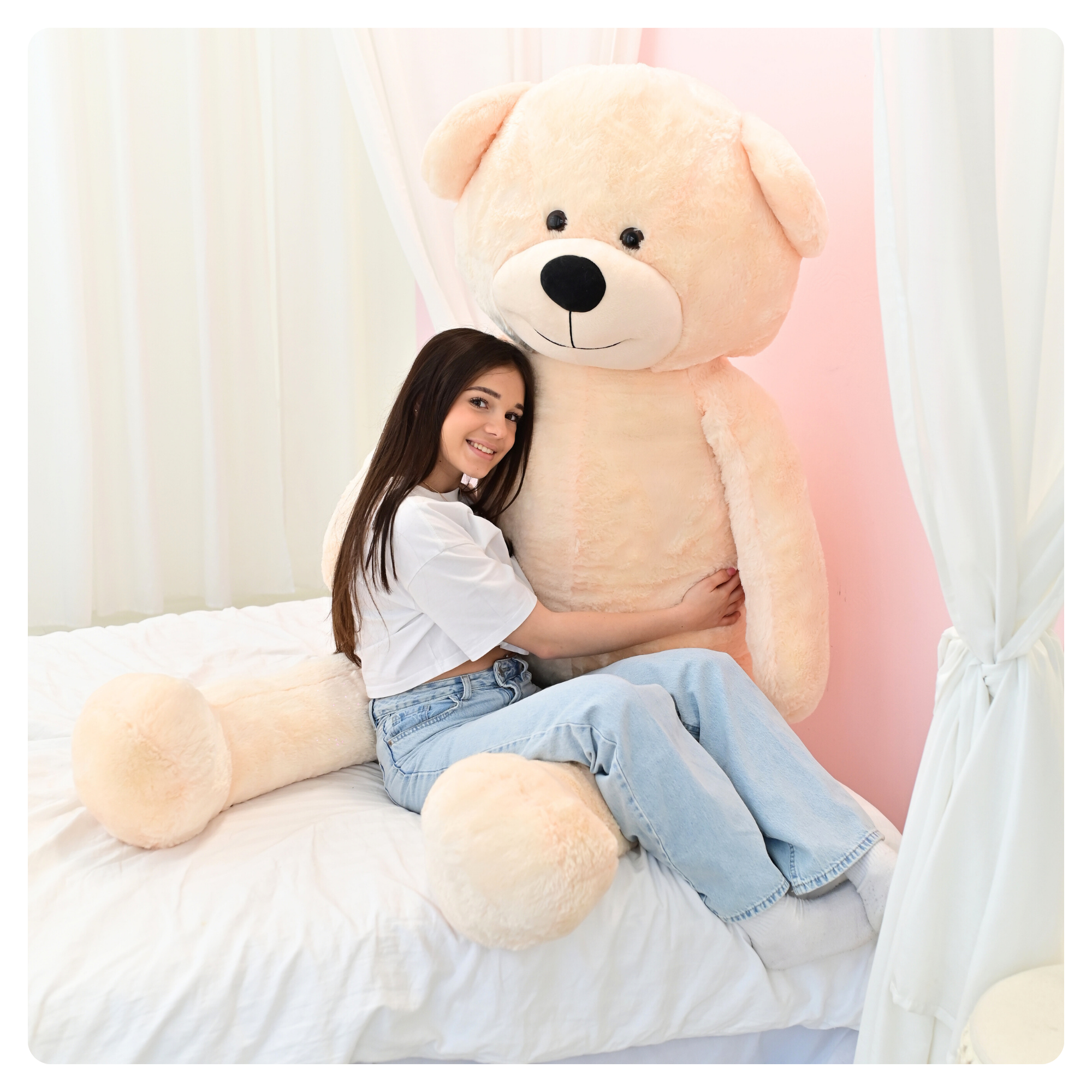 DUŻY MIŚ PLUSZOWY 220cm PLUSZAK MASKOTKA GIGANT - JASNY BEŻ