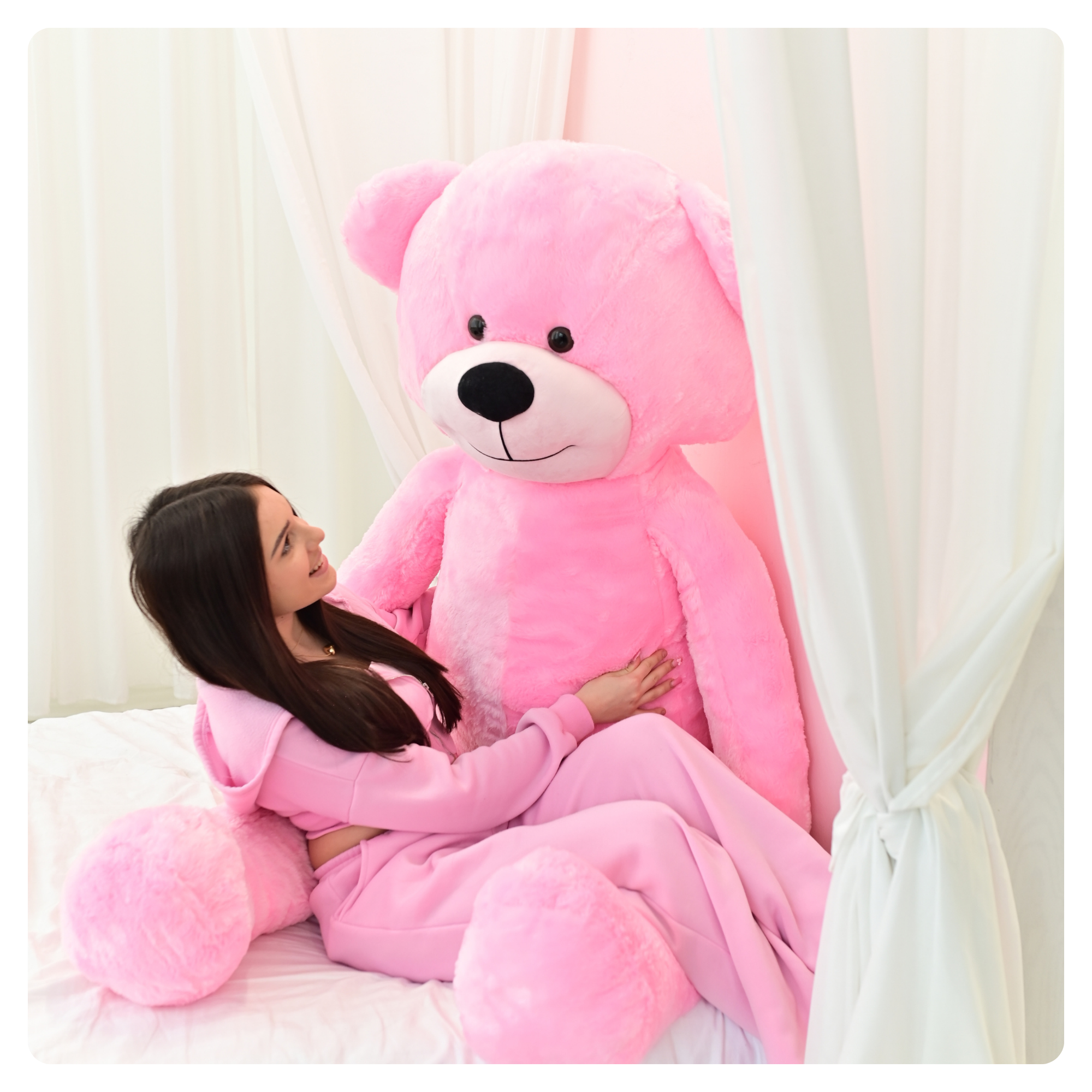 DUŻY MIŚ PLUSZOWY 220cm PLUSZAK MASKOTKA GIGANT - RÓŻOWY