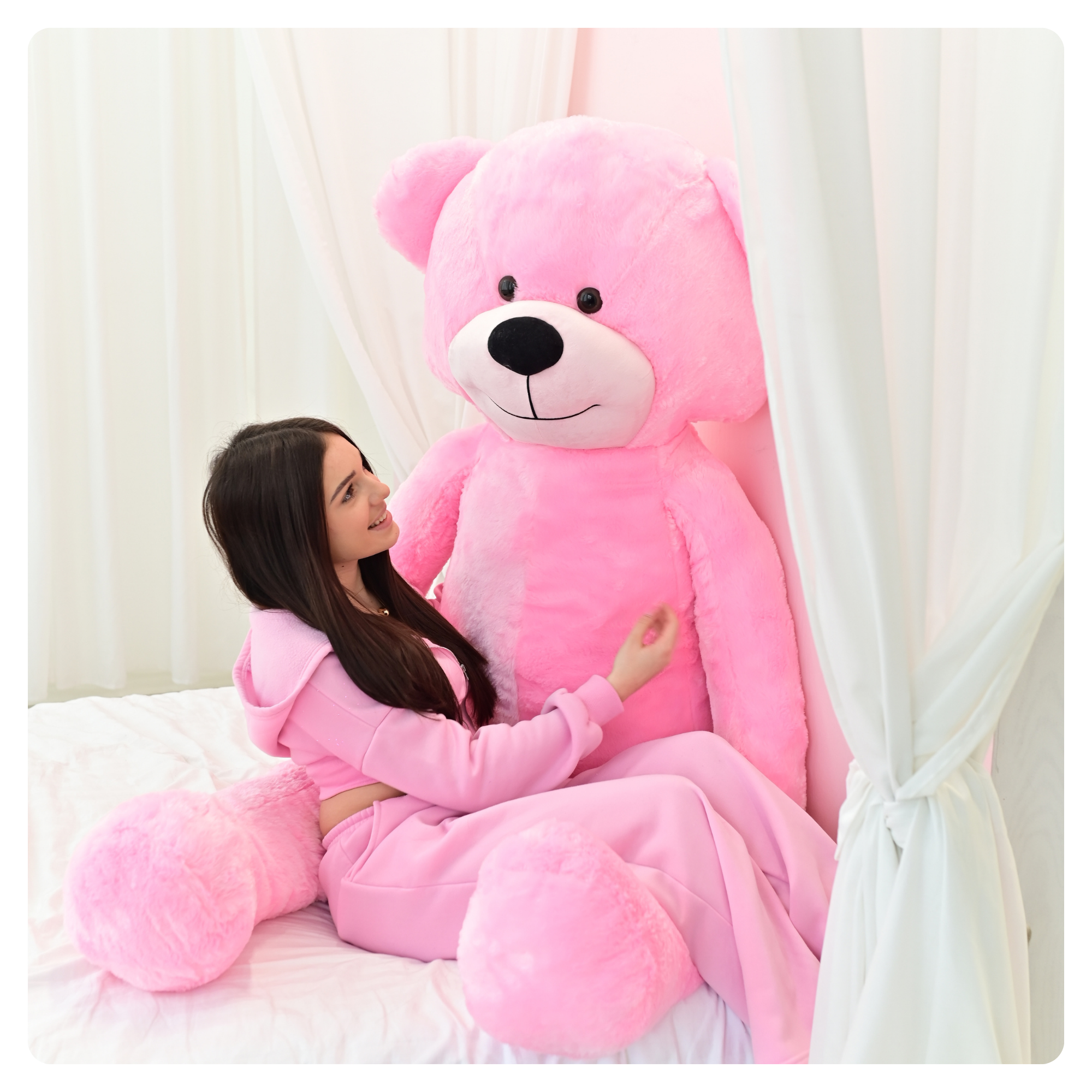 DUŻY MIŚ PLUSZOWY 220cm PLUSZAK MASKOTKA GIGANT - RÓŻOWY