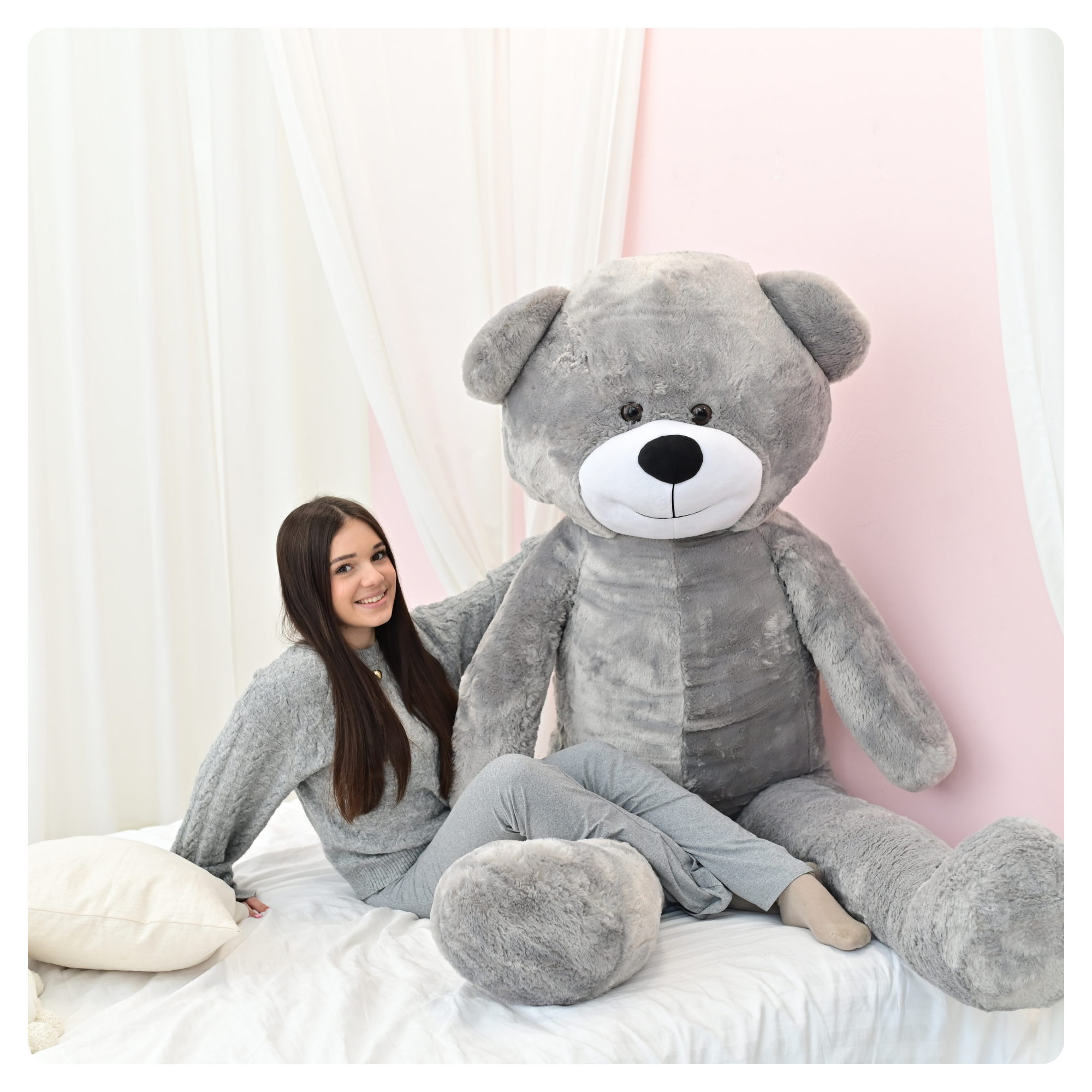 DUŻY MIŚ PLUSZOWY 220cm PLUSZAK MASKOTKA GIGANT - SZARY