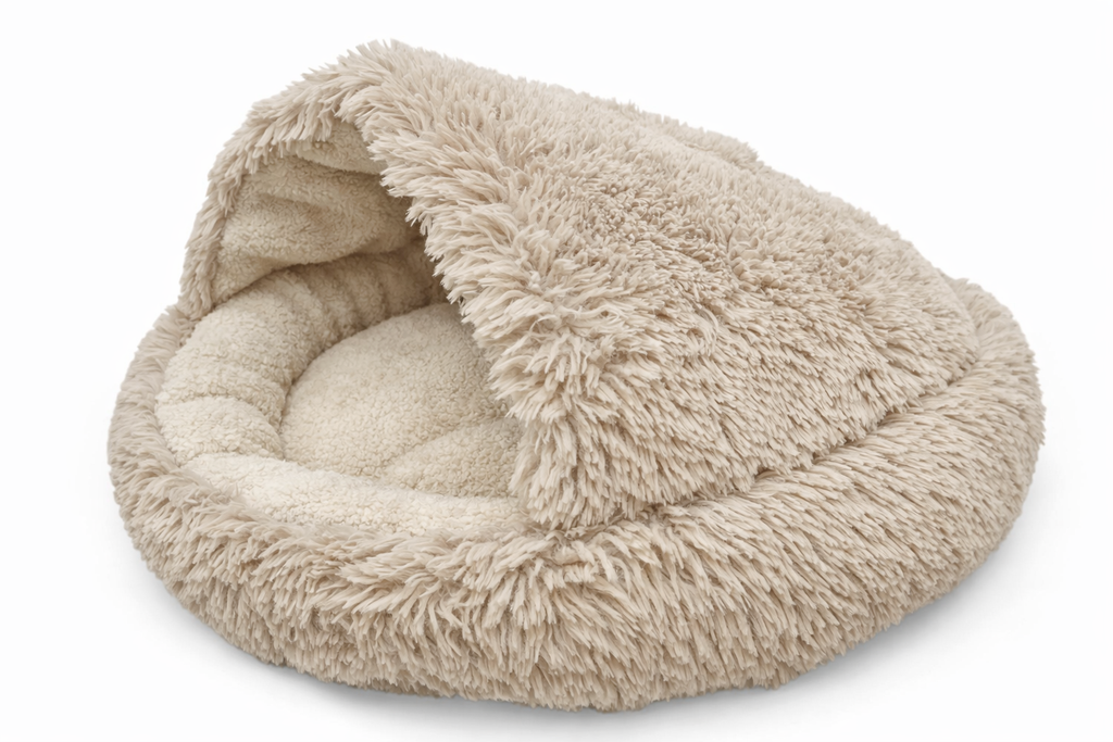 Legowisko śpiworek 60 cm – dla psa i kota Ciepłe, okrągłe. Shaggy / Boucle