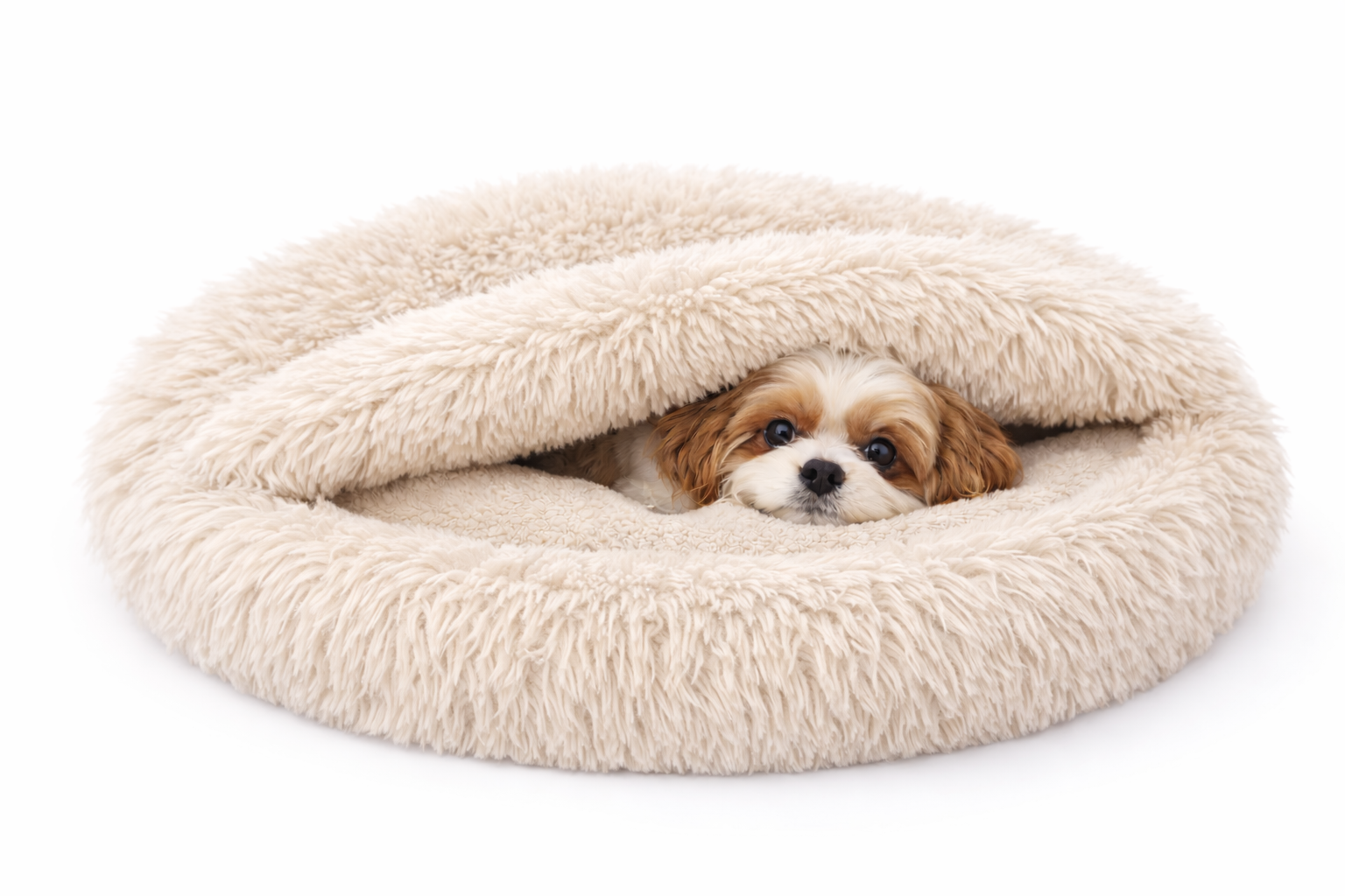 Legowisko śpiworek 60 cm – dla psa i kota Ciepłe, okrągłe. Shaggy / Boucle