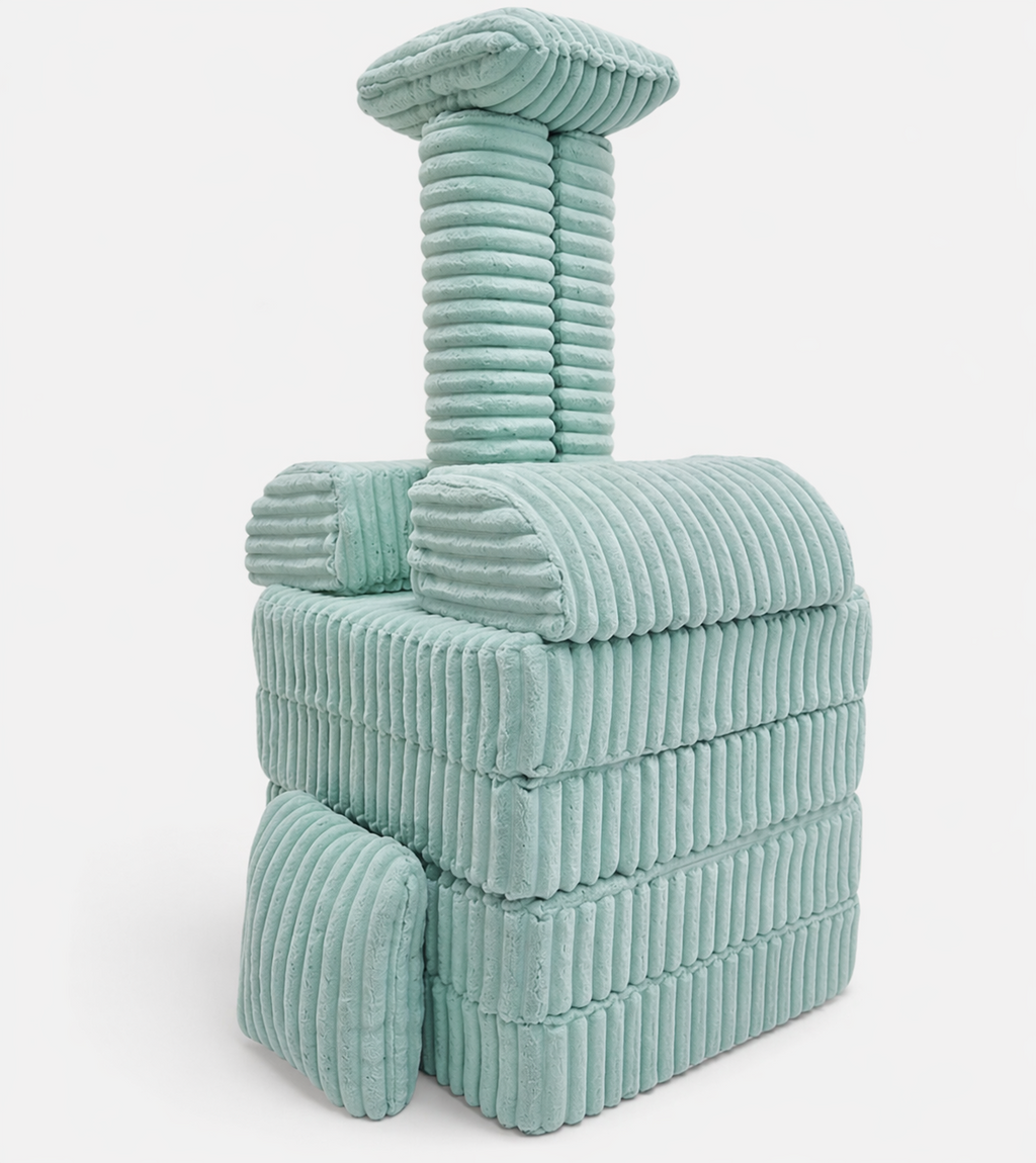 2 x Modułowa rozkładana SOFA - FOTEL dla dzieci - ZESTAW wypoczynkowy materac TURKUS SZTRUKS
