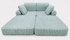 2 x Modułowa rozkładana SOFA - FOTEL dla dzieci - ZESTAW wypoczynkowy materac TURKUS SZTRUKS