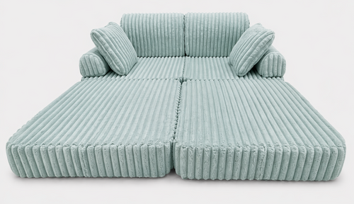 2 x Modułowa rozkładana SOFA - FOTEL dla dzieci - ZESTAW wypoczynkowy materac TURKUS SZTRUKS