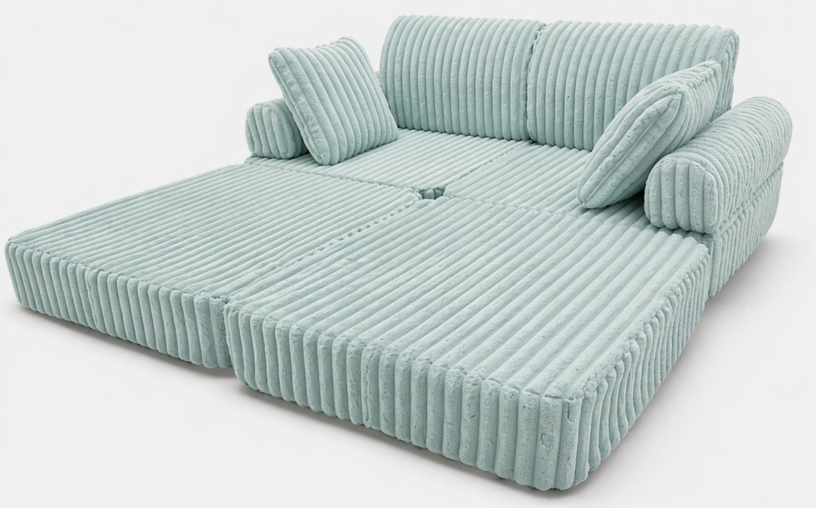 2 x Modułowa rozkładana SOFA - FOTEL dla dzieci - ZESTAW wypoczynkowy materac TURKUS SZTRUKS