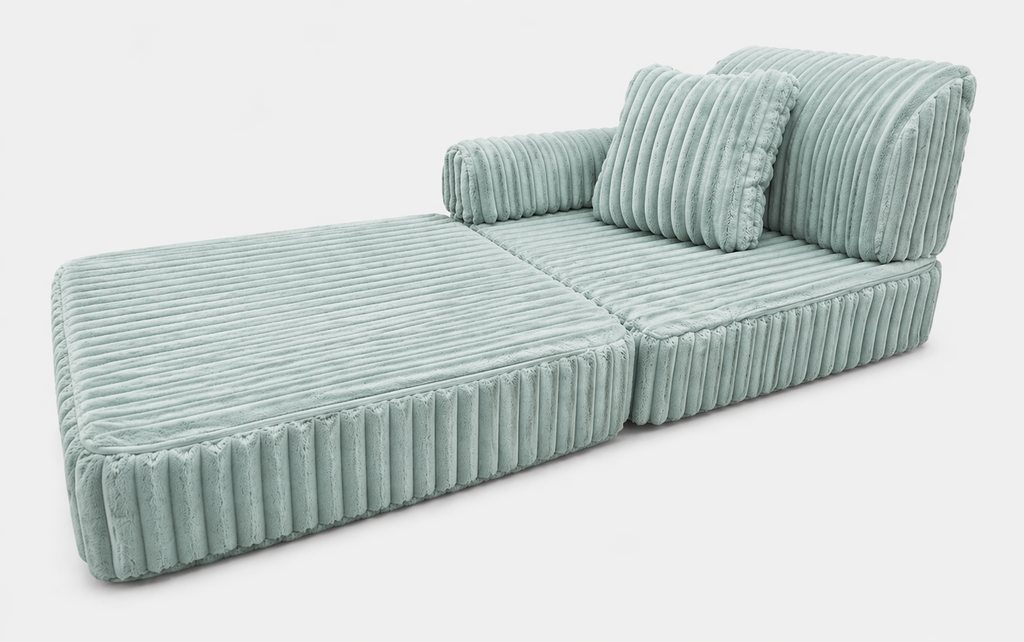2 x Modułowa rozkładana SOFA - FOTEL dla dzieci - ZESTAW wypoczynkowy materac TURKUS SZTRUKS