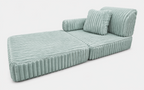 2 x Modułowa rozkładana SOFA - FOTEL dla dzieci - ZESTAW wypoczynkowy materac TURKUS SZTRUKS
