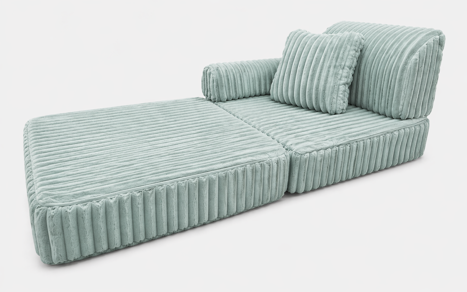 2 x Modułowa rozkładana SOFA - FOTEL dla dzieci - ZESTAW wypoczynkowy materac TURKUS SZTRUKS