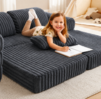 2 x Modułowa rozkładana SOFA - FOTEL dla dzieci - ZESTAW wypoczynkowy materac GRAFIT