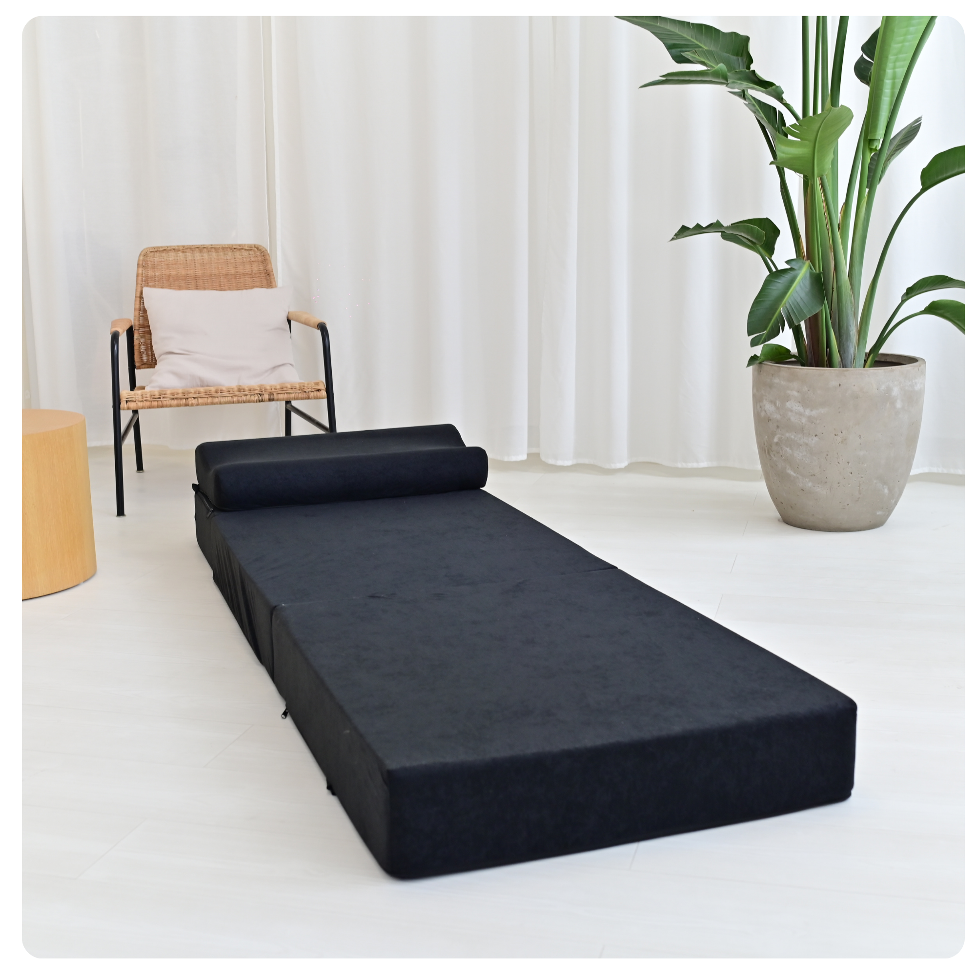 MATERAC TURYSTYCZNY SKŁADANY FOTEL 200x70x15cm - 2 w 1 CZARNY