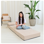 MATERAC TURYSTYCZNY SKŁADANY FOTEL 200x70x15cm - 2 w 1 BEŻOWY