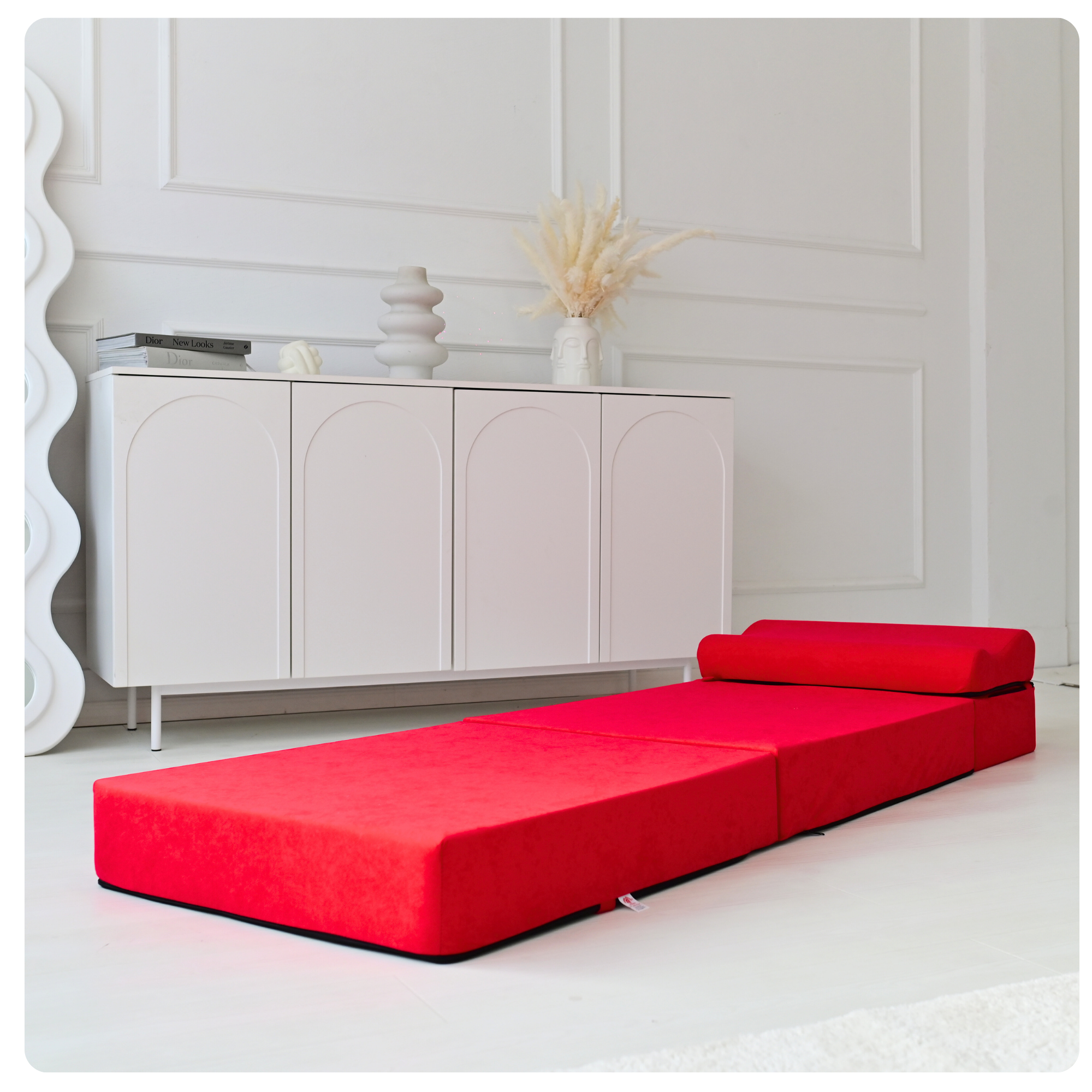 MATERAC TURYSTYCZNY SKŁADANY FOTEL 200x70x15cm - 2 w 1 CZERWONY