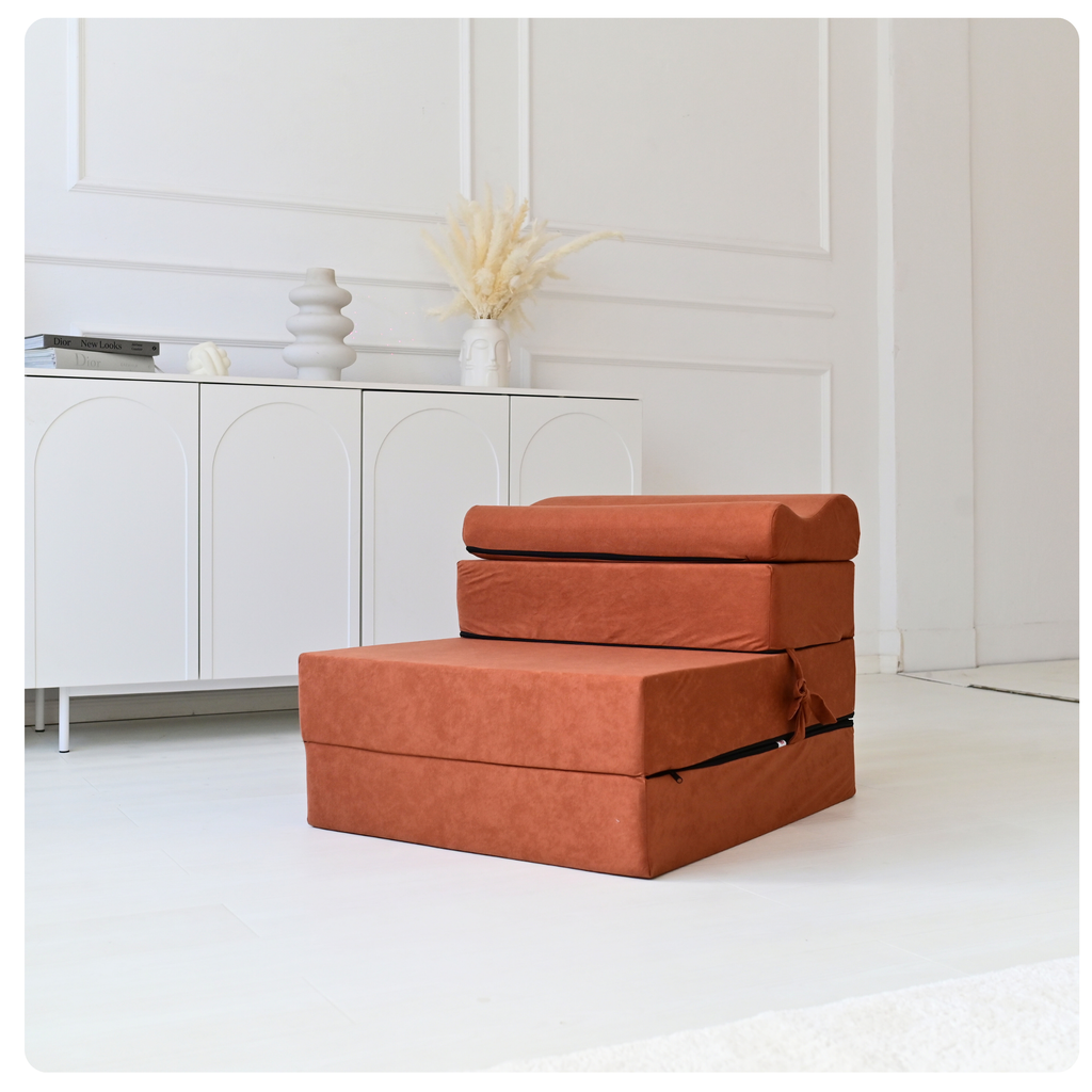 MATERAC TURYSTYCZNY SKŁADANY FOTEL 200x70x15cm - 2 w 1 BRĄZOWY