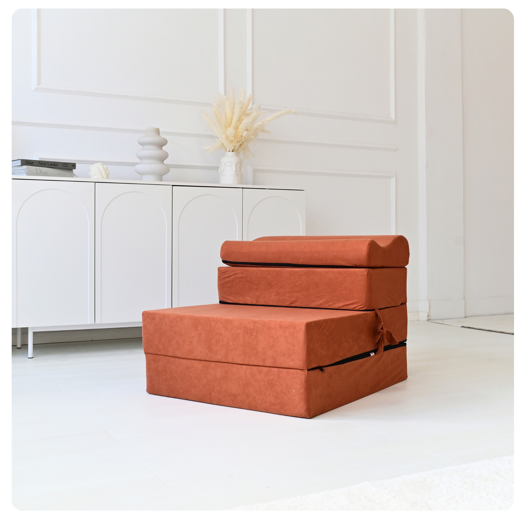 MATERAC TURYSTYCZNY SKŁADANY FOTEL 200x70x15cm - 2 w 1 BRĄZOWY