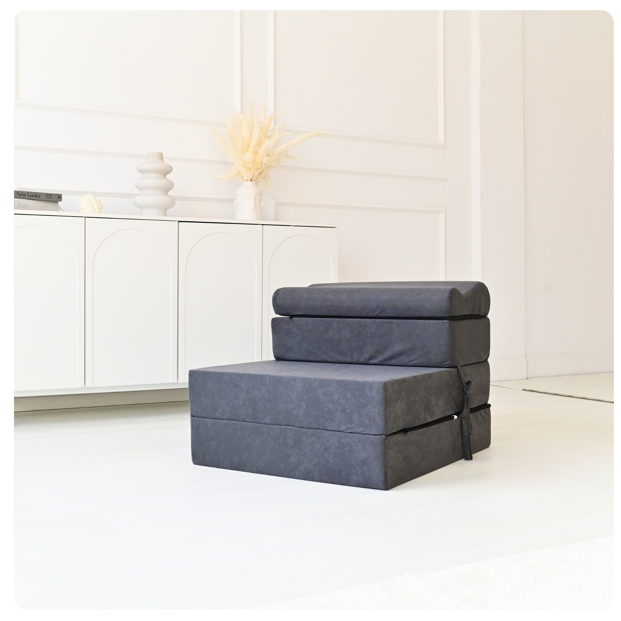 MATERAC TURYSTYCZNY SKŁADANY FOTEL 200x70x15cm - 2 w 1 SZARY