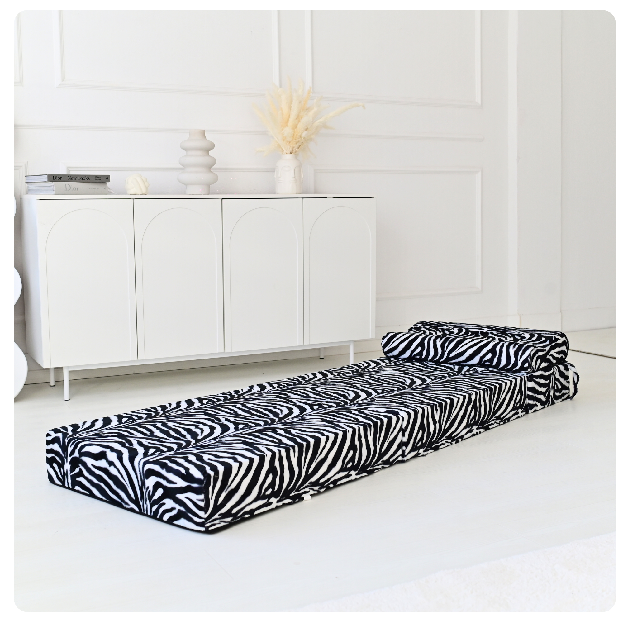 MATERAC TURYSTYCZNY SKŁADANY FOTEL 200x70x15cm - 2 w 1 - ZEBRA