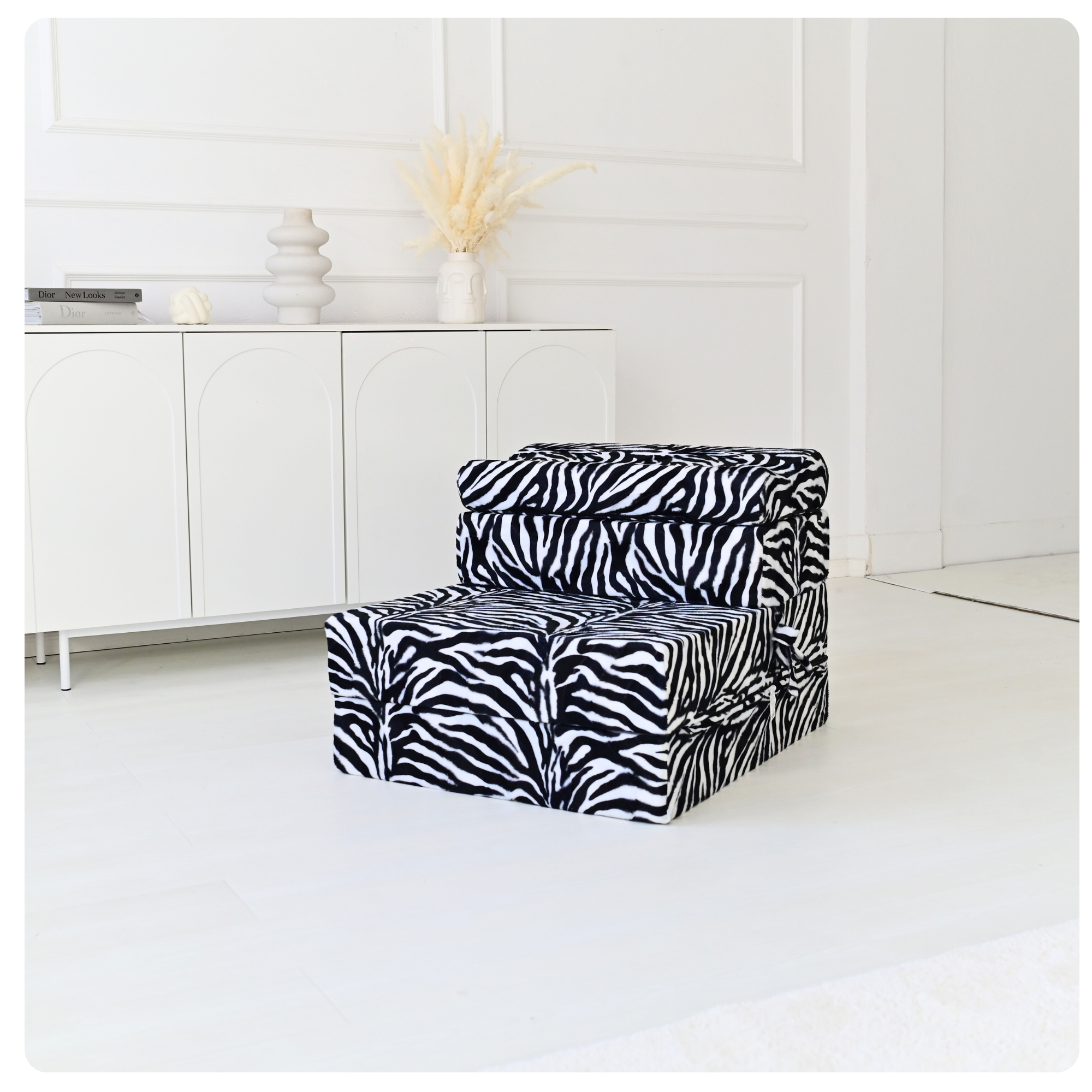 MATERAC TURYSTYCZNY SKŁADANY FOTEL 200x70x15cm - 2 w 1 - ZEBRA