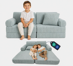 2 x Modułowa rozkładana SOFA - FOTEL dla dzieci - ZESTAW wypoczynkowy materac TURKUS SZTRUKS