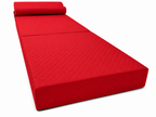MATERAC TURYSTYCZNY SKŁADANY FOTEL 200x70x15cm - 2 w 1 PIKOWANY CZERWONY
