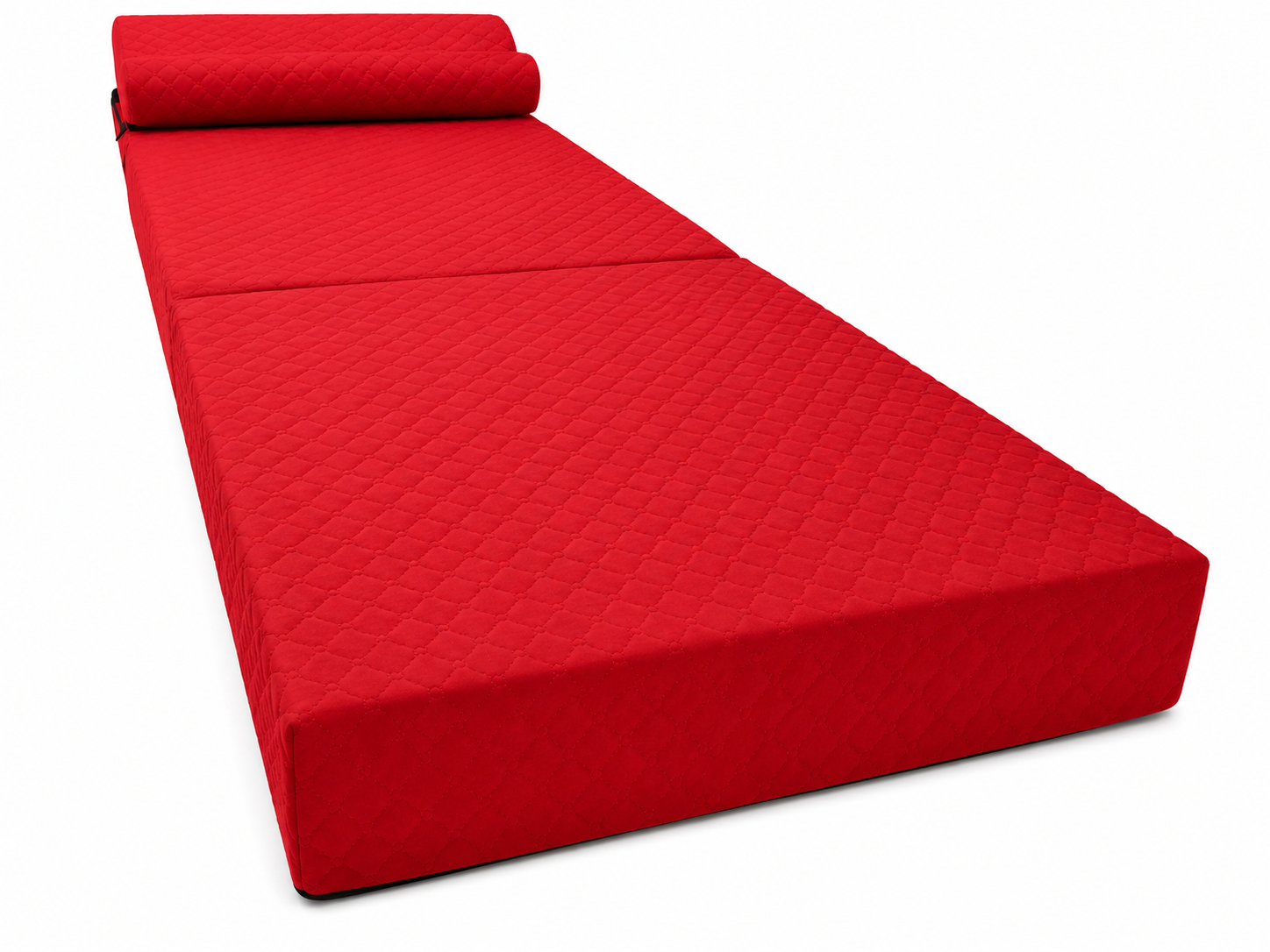 MATERAC TURYSTYCZNY SKŁADANY FOTEL 200x70x15cm - 2 w 1 PIKOWANY CZERWONY