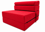 MATERAC TURYSTYCZNY SKŁADANY FOTEL 200x70x15cm - 2 w 1 PIKOWANY CZERWONY