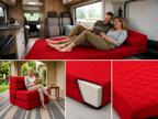 MATERAC TURYSTYCZNY SKŁADANY FOTEL 200x70x15cm - 2 w 1 PIKOWANY CZERWONY