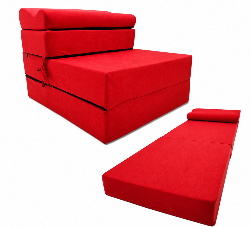 MATERAC TURYSTYCZNY SKŁADANY FOTEL 200x70x15cm - CZERWONY