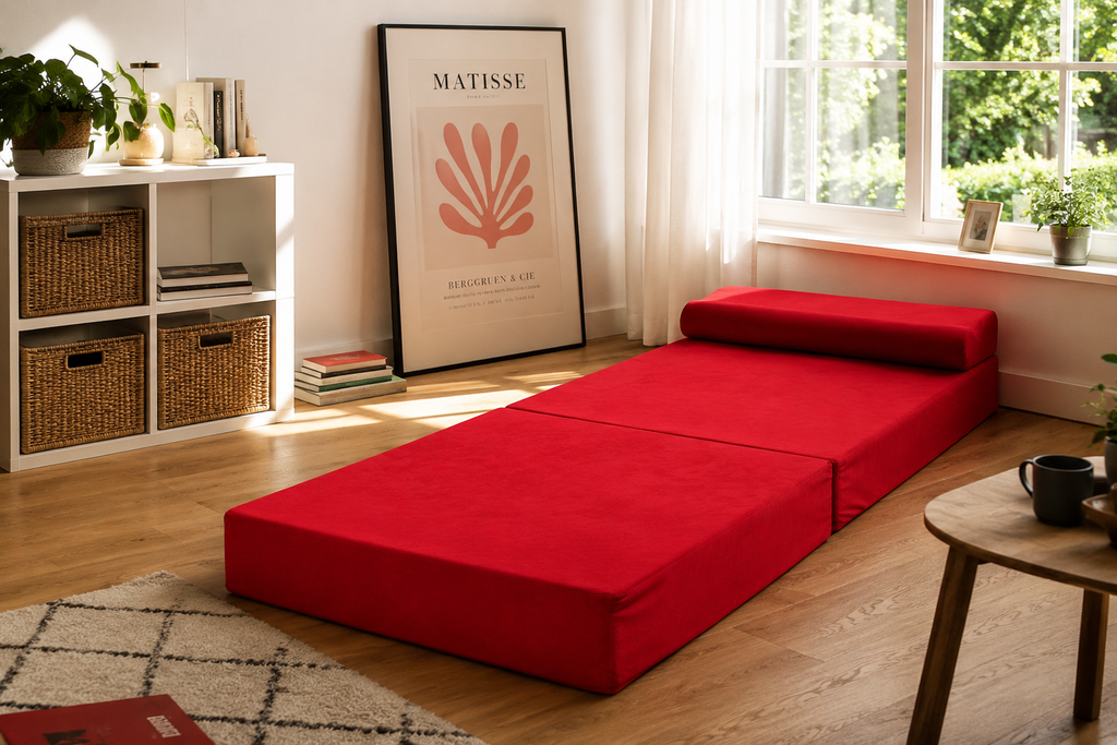 MATERAC TURYSTYCZNY SKŁADANY FOTEL 200x70x15cm - CZERWONY