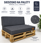 2 Poduszki Ogrodowe wodoodporne UV na Ławkę Palety Huśtawkę - poduchy 120x80 + 40 klin grafit