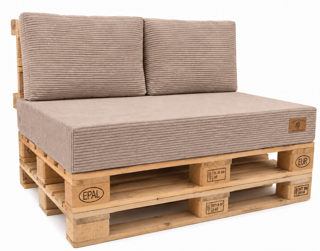 Zestaw Poduch na Palety Poduszki Ogrodowe 120x80 + 40 BEŻ SZTRUKS