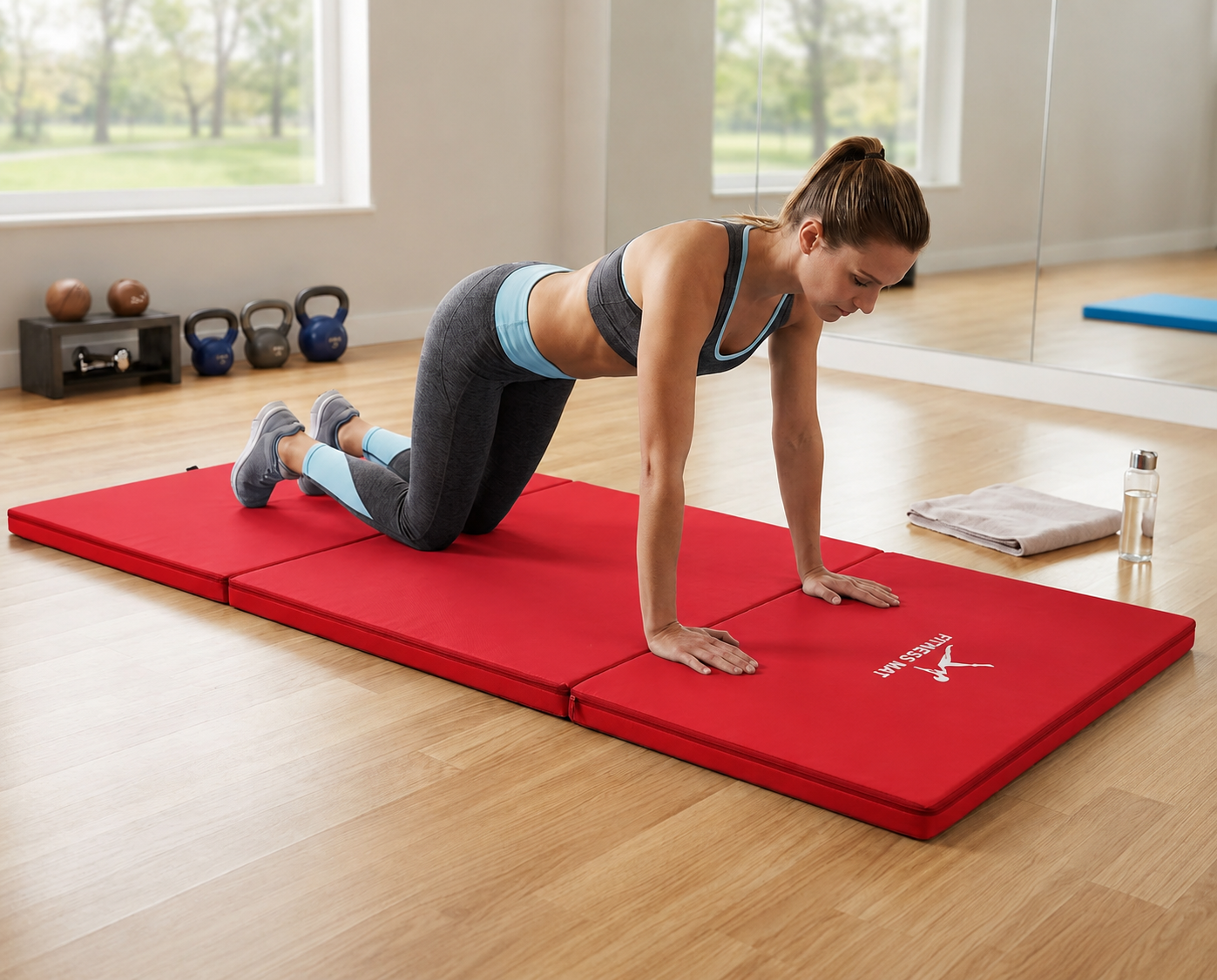 MATERAC GIMNASTYCZNY FITNESS TURYSTYCZNY 200x80x5 - CZERWONY