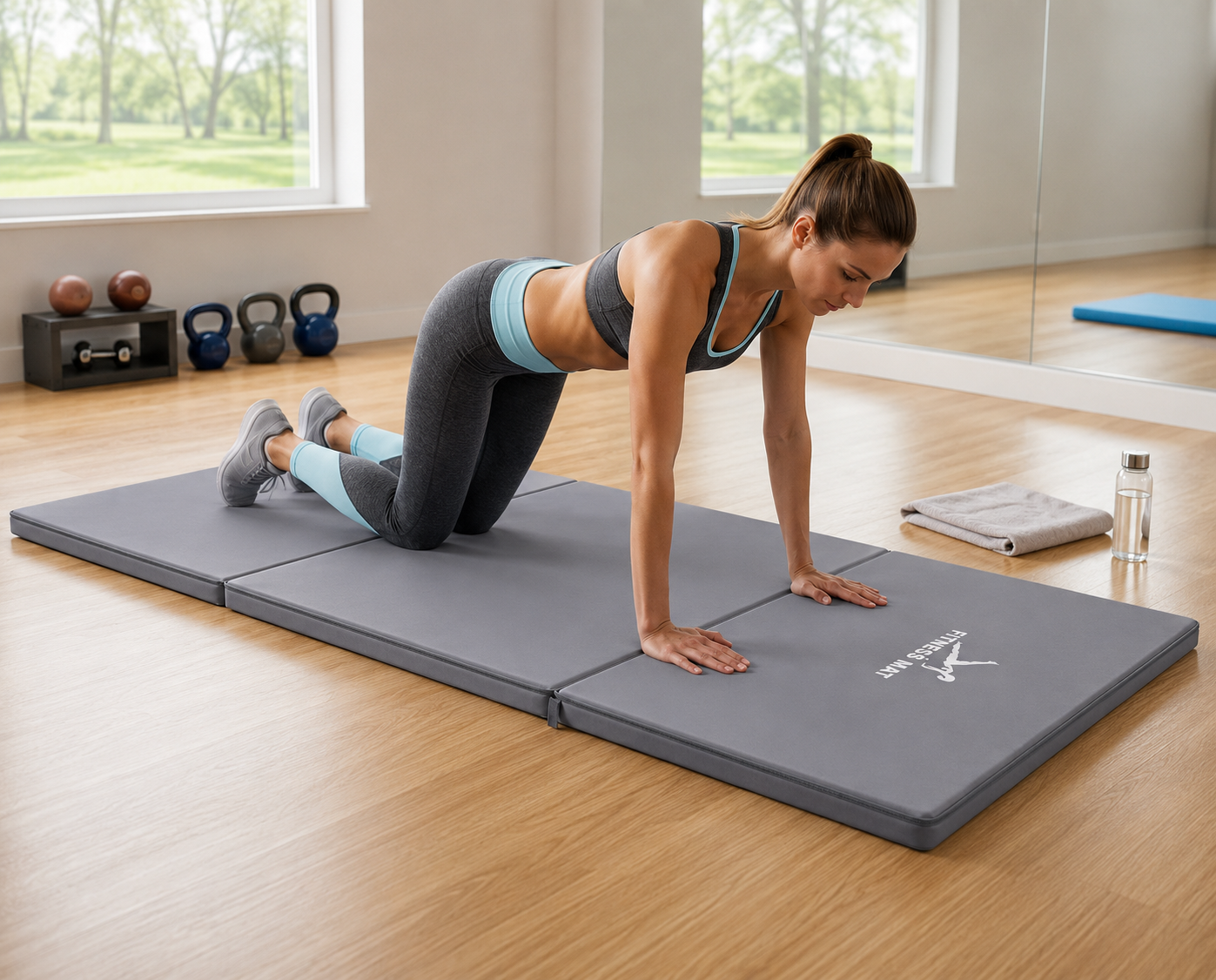 MATERAC GIMNASTYCZNY FITNESS TURYSTYCZNY 200x80x5 - SZARY