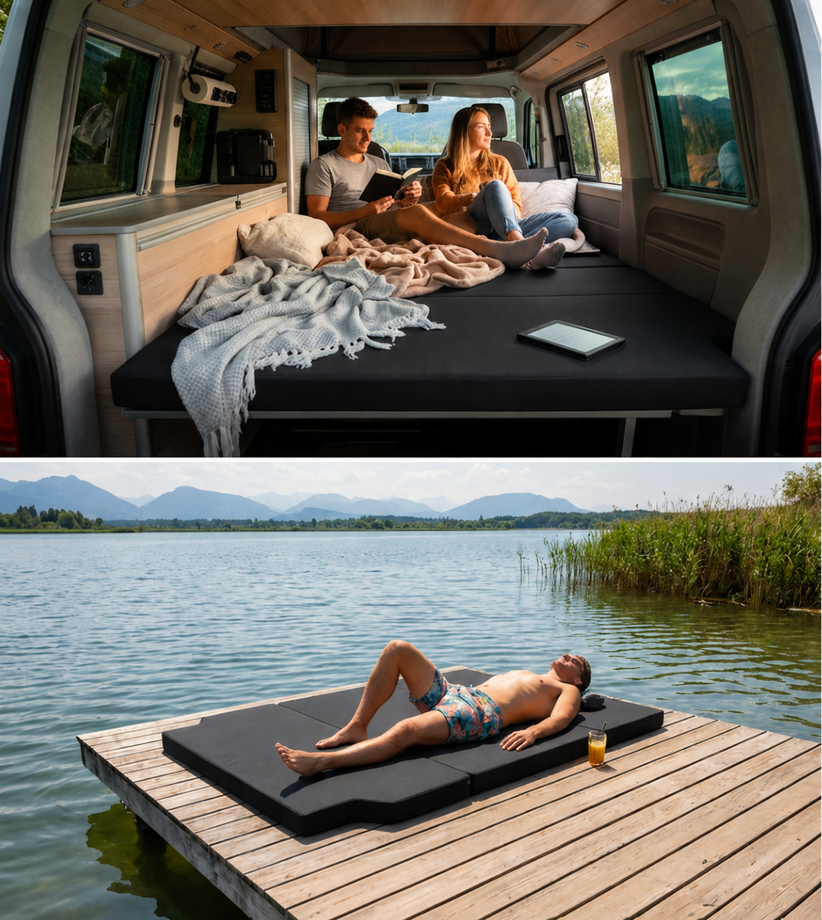 Materac do kampera VW T4 T5 T6 Multivan California Beach 148x186x7 składany