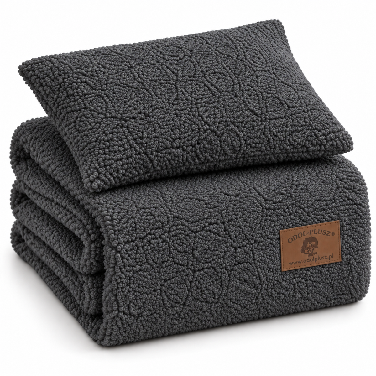 Kocyk BOUCLE baranek + poduszka, zestaw do wózka/łóżeczka – 75 x100