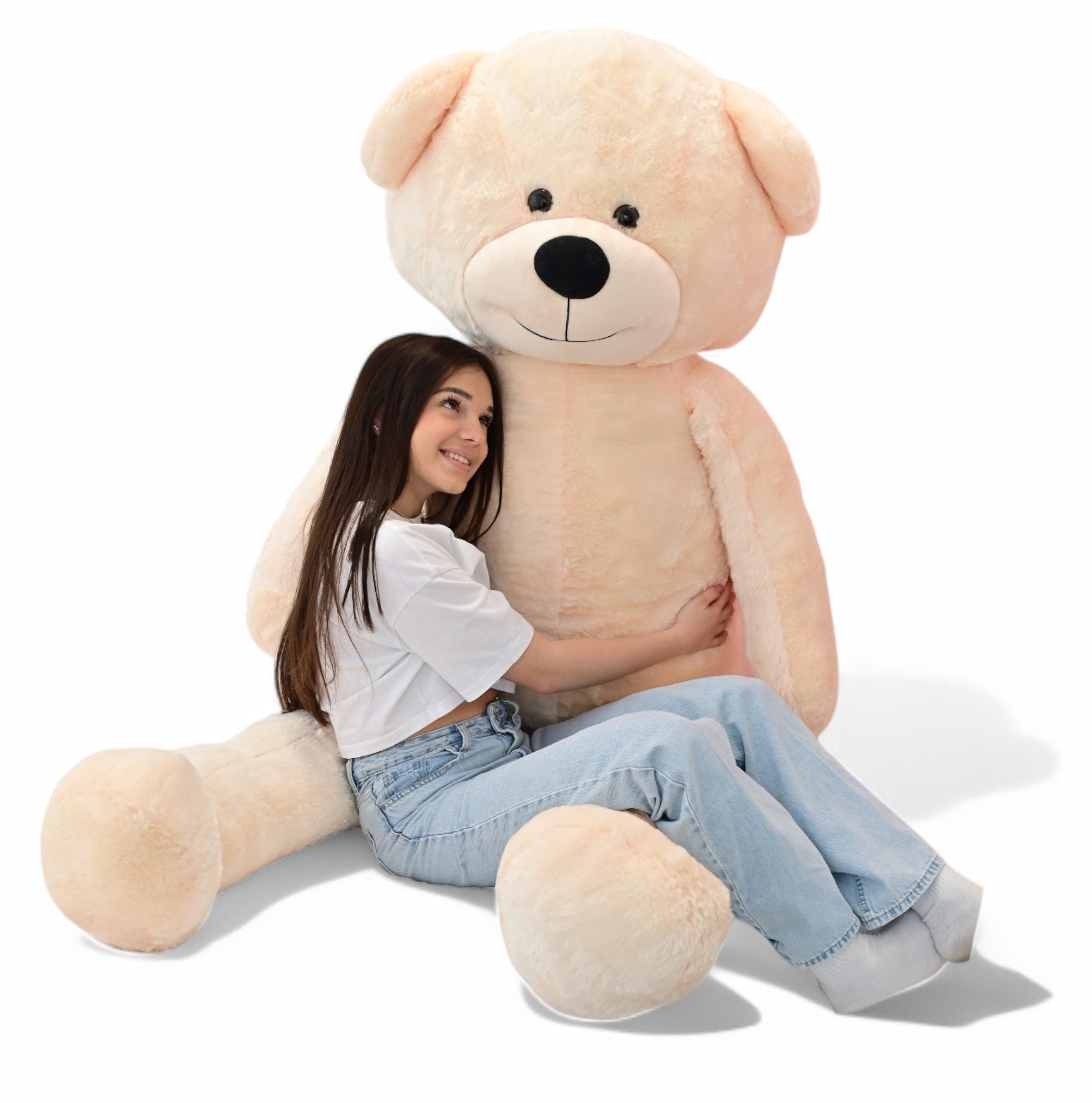 DUŻY MIŚ PLUSZOWY 220cm PLUSZAK MASKOTKA GIGANT - JASNY BEŻ