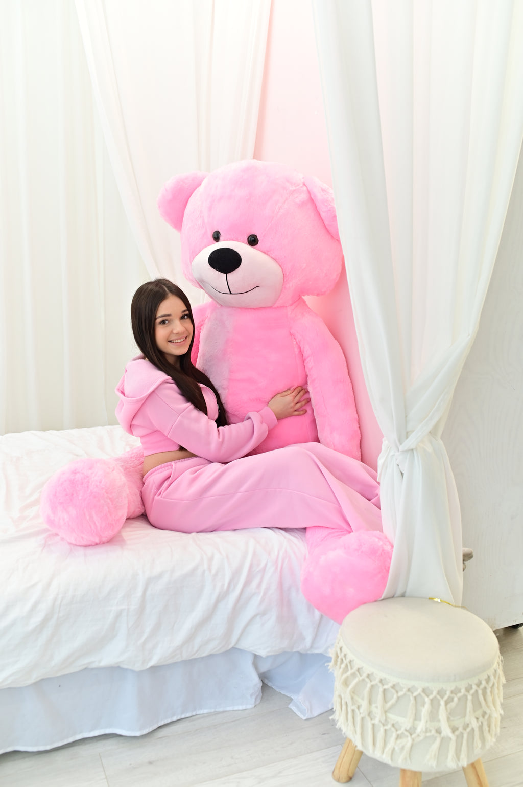 DUŻY MIŚ PLUSZOWY 220cm PLUSZAK MASKOTKA GIGANT - RÓŻOWY