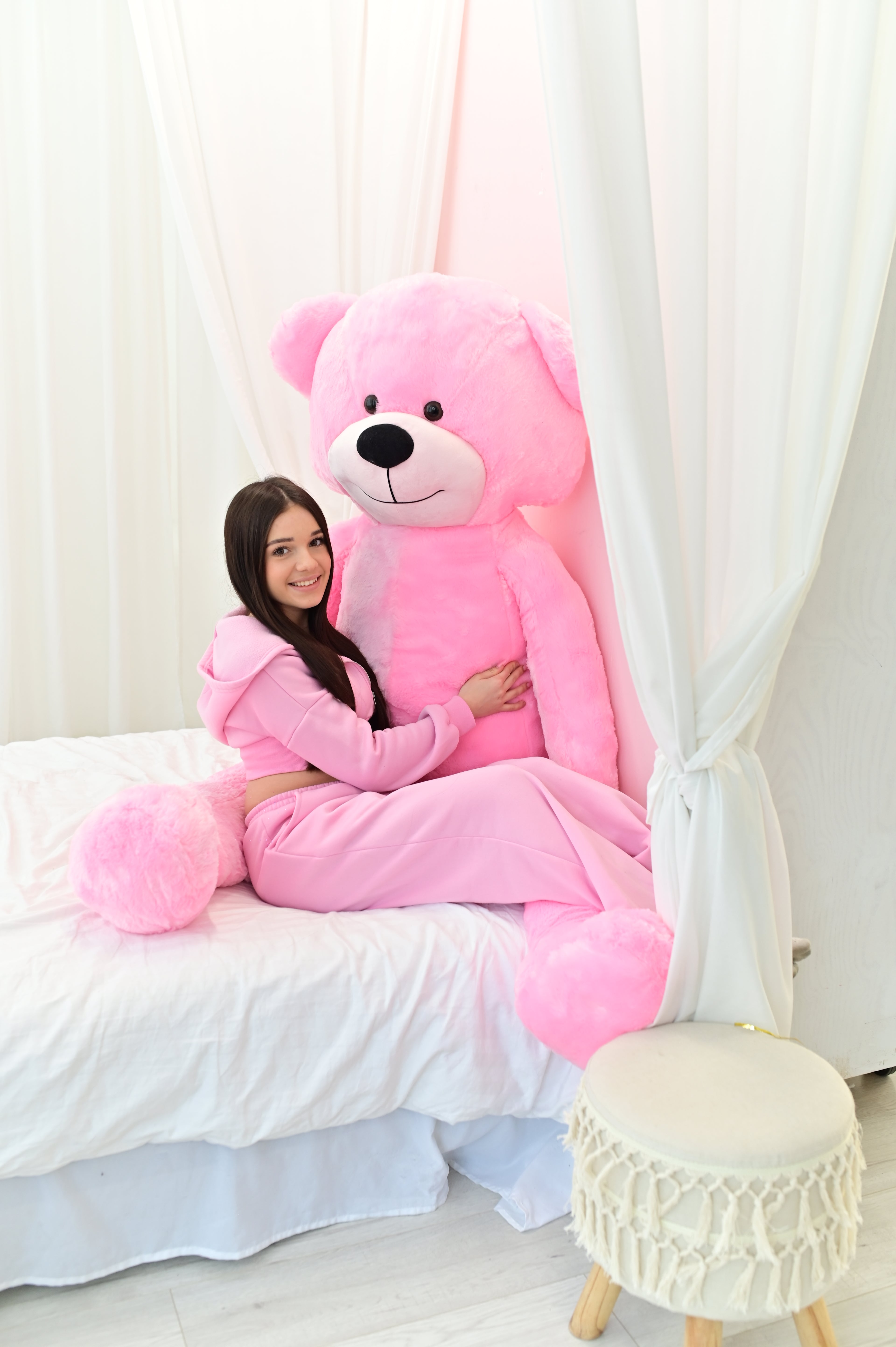 DUŻY MIŚ PLUSZOWY 220cm PLUSZAK MASKOTKA GIGANT - RÓŻOWY