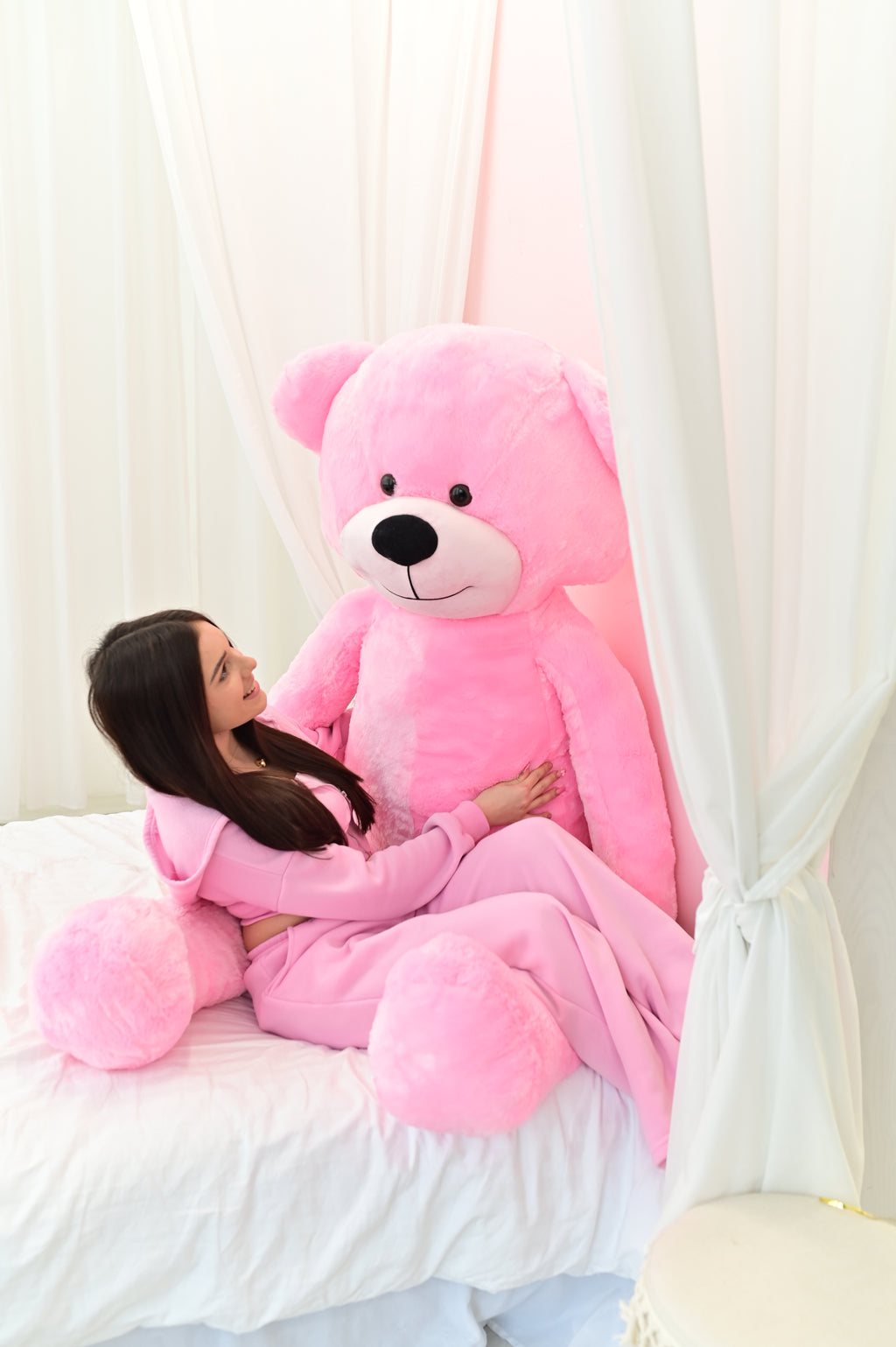 DUŻY MIŚ PLUSZOWY 220cm PLUSZAK MASKOTKA GIGANT - RÓŻOWY