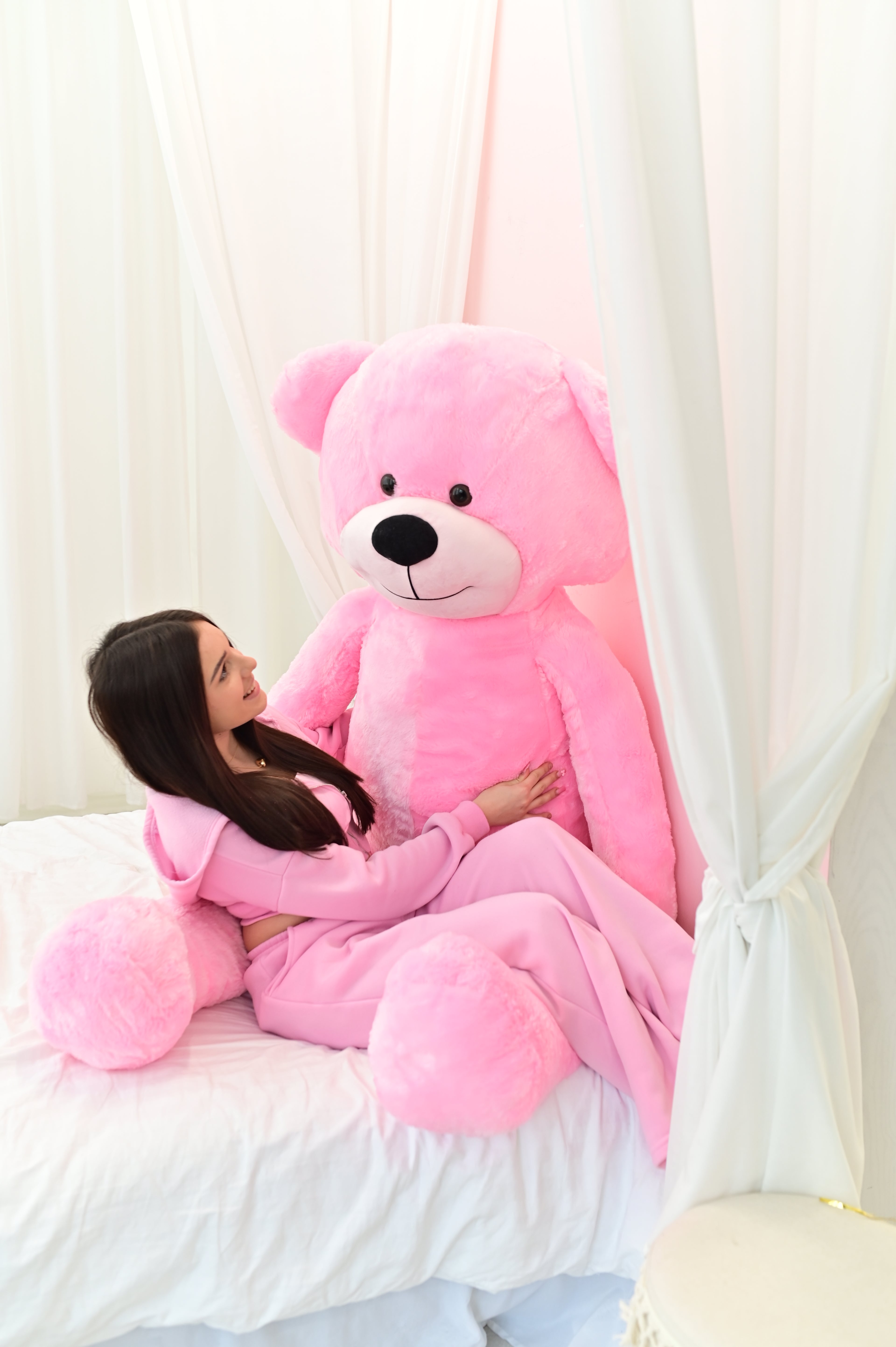 DUŻY MIŚ PLUSZOWY 220cm PLUSZAK MASKOTKA GIGANT - RÓŻOWY