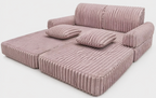 2 x Modułowa rozkładana SOFA - FOTEL dla dzieci - ZESTAW wypoczynkowy materac PASTELOWY RÓŻ