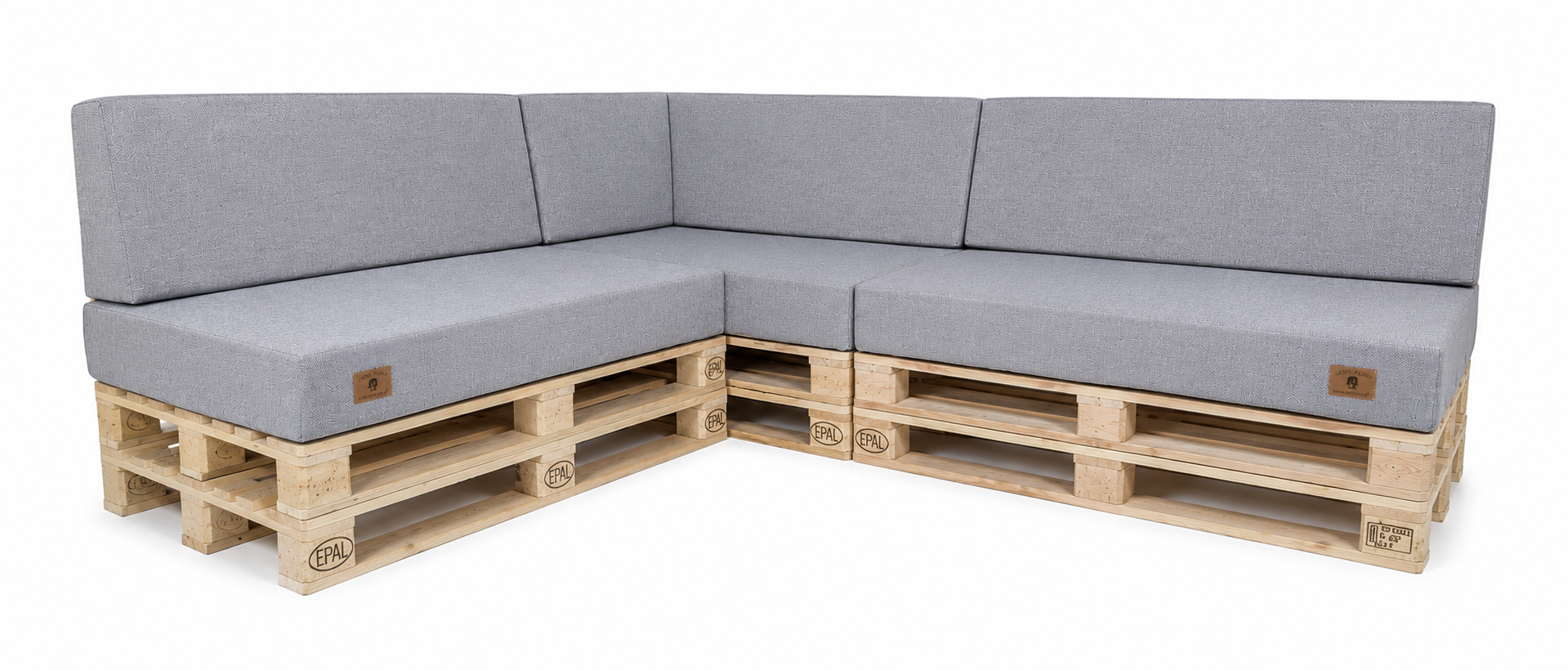 Zestaw poduch ogrodowych z oparciem Palety Narożnik -3 szt. 120x80 + 40x120 szary