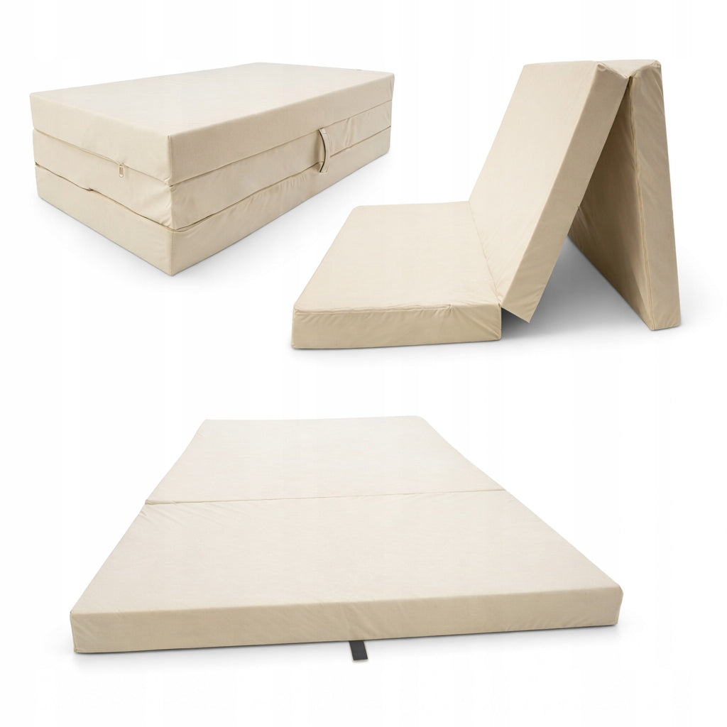 MATERAC TURYSTYCZNY ROZKŁADANY FOTEL 180 X 65 X 7cm. - BEŻOWY