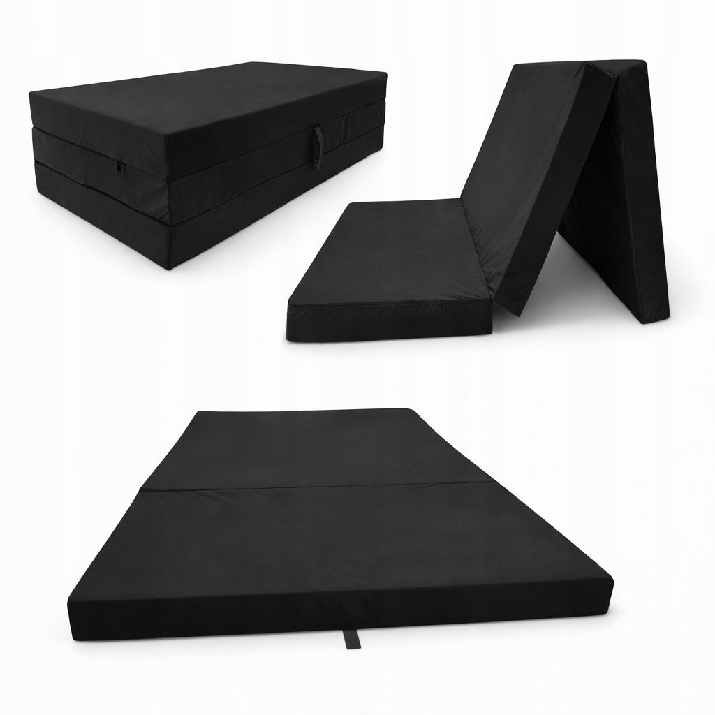 MATERAC TURYSTYCZNY ROZKŁADANY FOTEL 180 X 65 X 7cm. - CZARNA