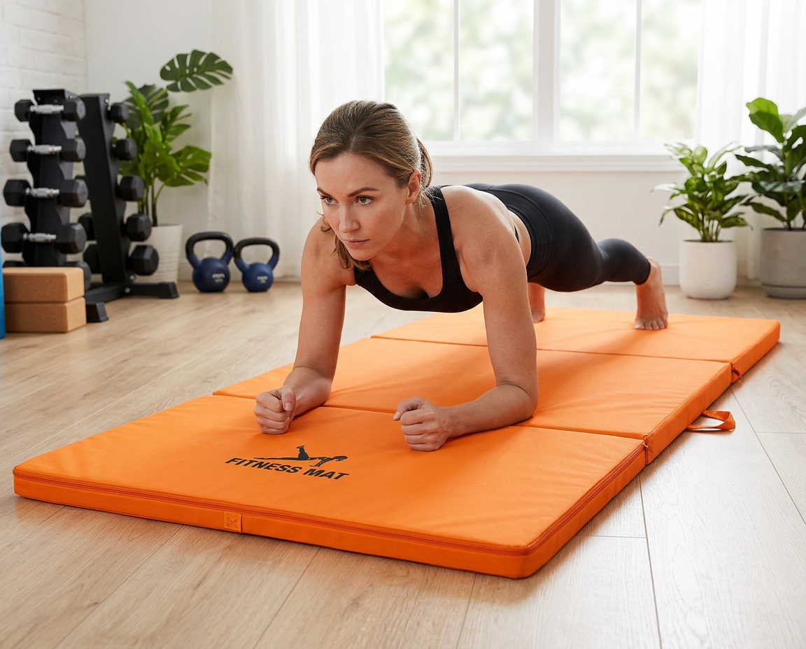 MATERAC GIMNASTYCZNY FITNESS TURYSTYCZNY 200x120x5 - POMARAŃCZOWY
